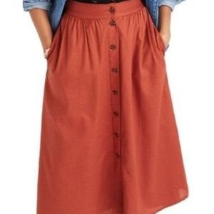 Madewell Palisade Button Front Midi Skirt